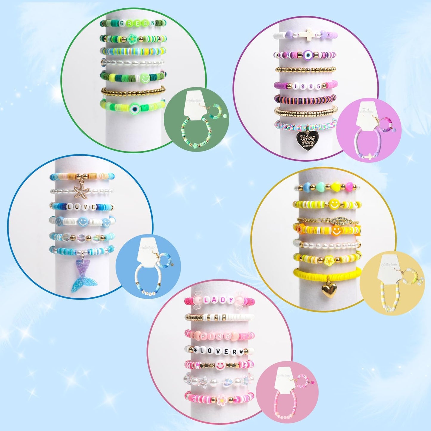 18000 Pcs Clay Beads Bracelet Making Kit 6 Boxes 96 Colors Friendship Jewelry Making kit Polymer Set with 1000 Letter Beads and 850 Charms Crafts