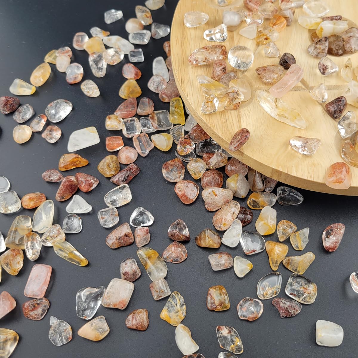 1,000 Carats Phantom Quartz Handpicked Tumbled Stones Crystals Chips 0.2''-0.5'' Bulk Pocket Stones for Healing, Reiki, Meditation, Witchcraft and Home Decorations (Mix Phantom Quartz)