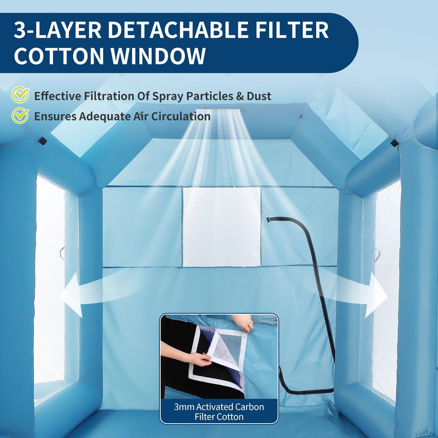 Inflatable Paint Booth 20x13x9Ft with 750w Blower, Portable Spray Paint Tent for Cars, Auto Parts, Home DIY- Durable Oxford Fabric