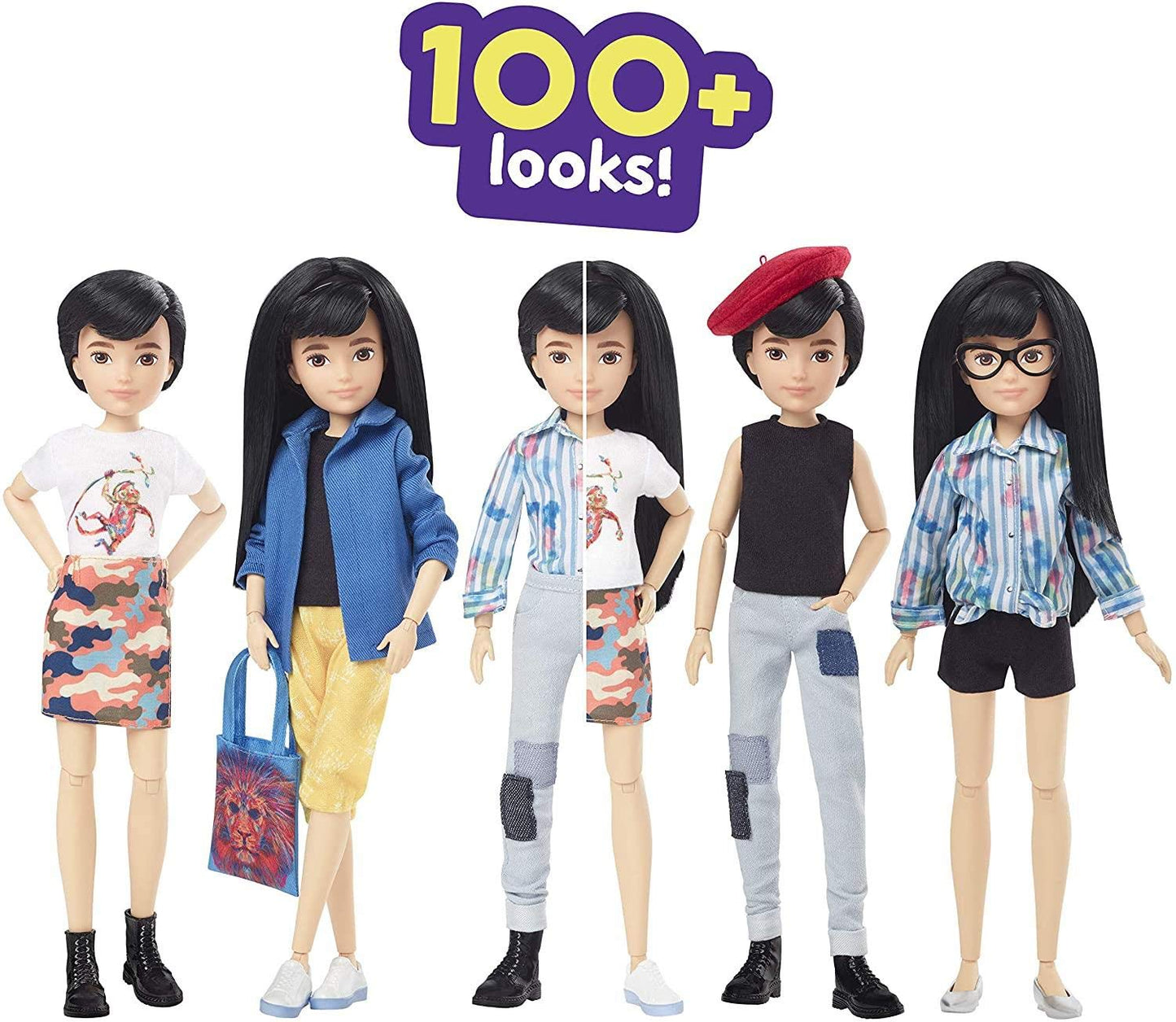 Creatable World Deluxe Character Kit Customizable Doll, Black Straight Hair