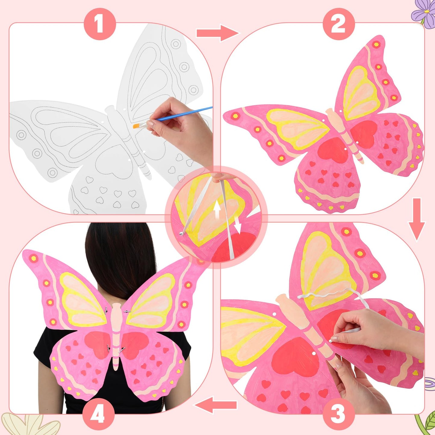 Hollowfly 12 Pack Toddler Kids Butterfly, DIY Fairy Dress up Wings Bulk, 20.5x15.8 Inch Decorate Your Own Butterflies Wings for Birthday Butterfly Party Halloween Costume Accessory (Line Art Style)