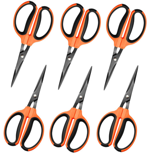 GROWNEER 6 Packs Trimming Scissors Teflon Coated Non Stick Blades Pruning Shears Gardening Hand Pruning Snips with Straight Stainless Steel Precision Blade