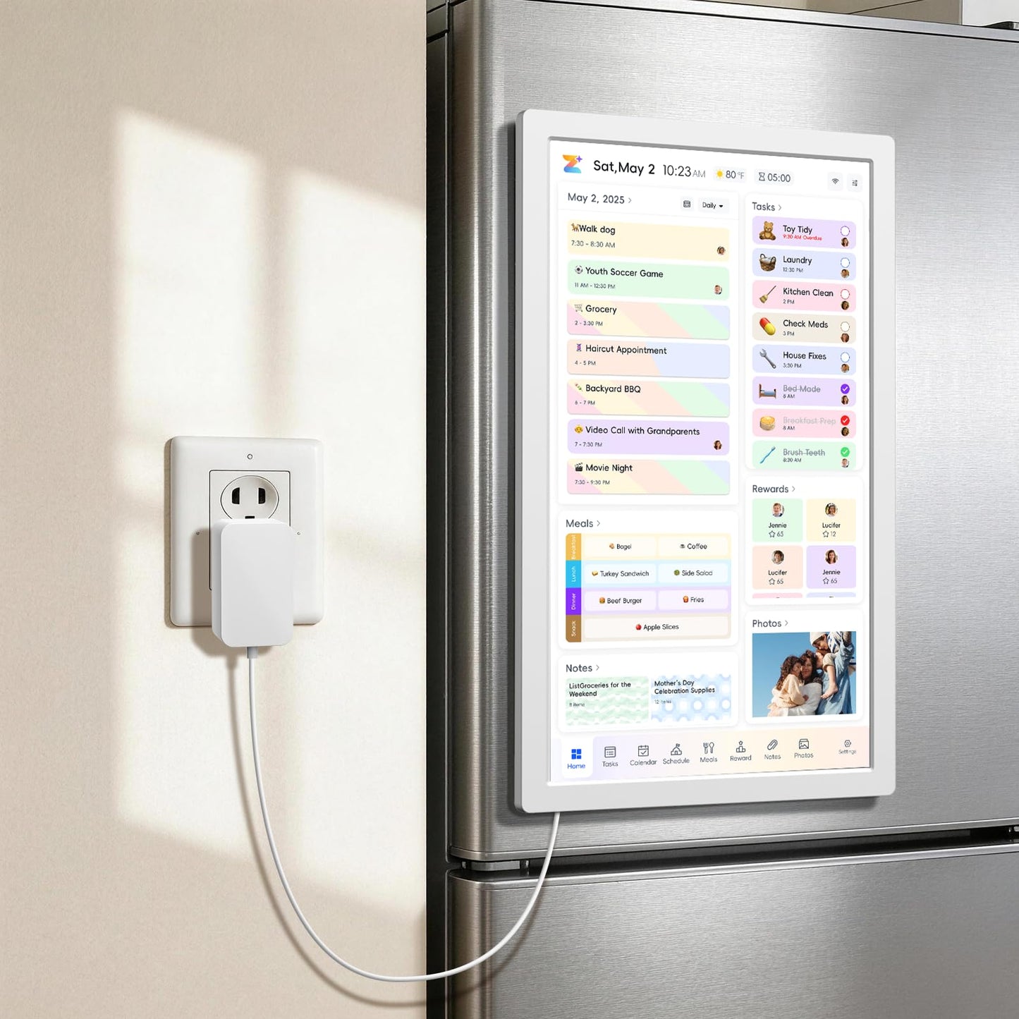 JSUSOU 15.6 Inch Smart Digital Calendar with FREE APP for Fridge & Wall Touch Screen, Magnetic Refrigerator Mount, Electronic Planner for Office Desk, Mothers Day Gifts for Mom, White