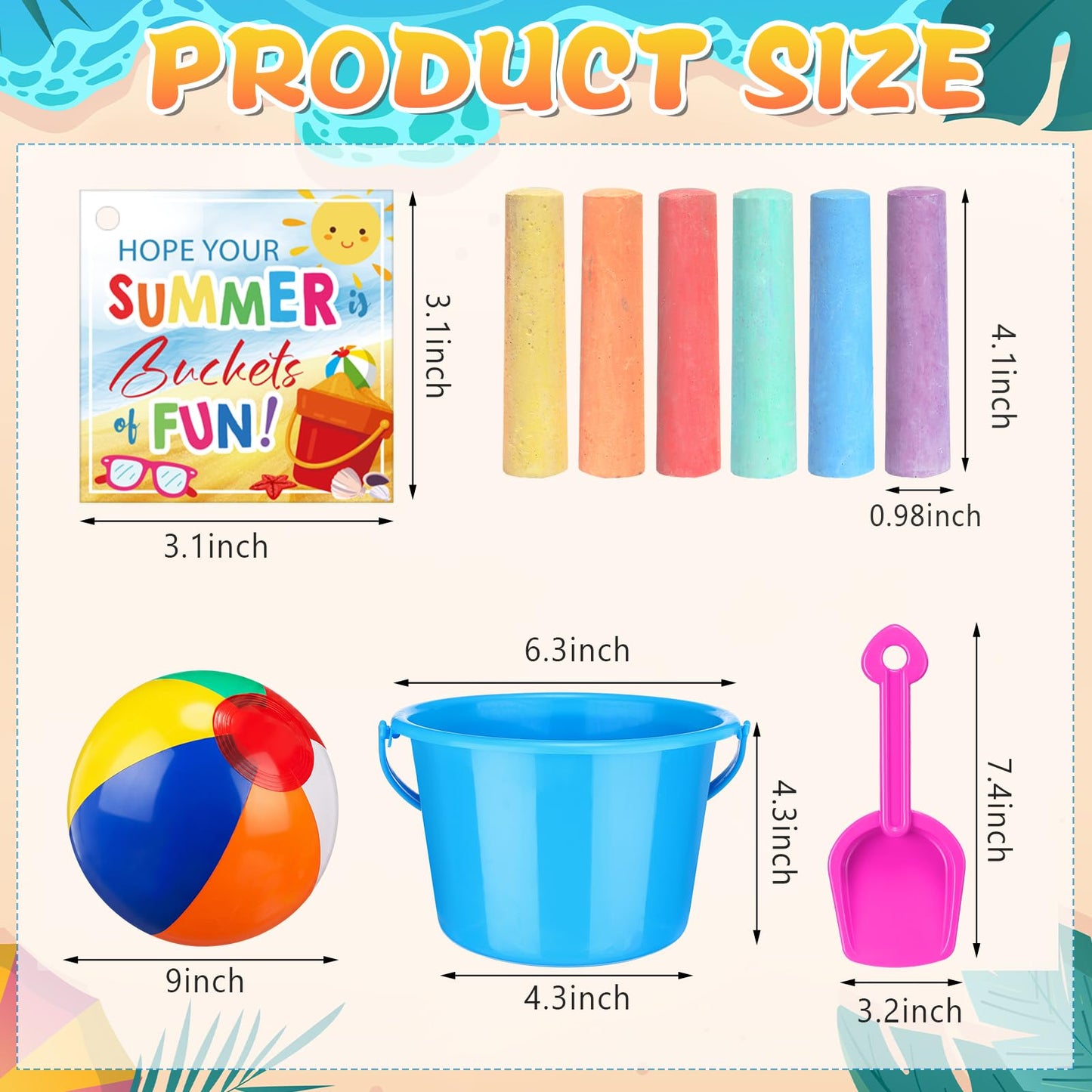 LaRandom 120 Pcs End of Year Gifts for Summer Pool Beach Party Favor Toys Include Inflatable Beach Ball Shovels Sidewalk Chalk Greeting Cards for Party Supplies Gifts Prizes Activity