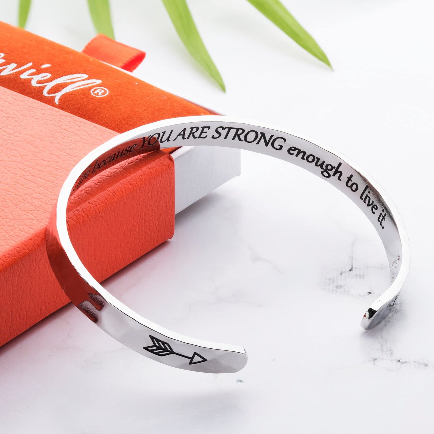 Carviell Inspirational Cuff Bracelet for Women, Hammered Stainless Steel, Encouragement Silver Bangle, Divorce, Depression, Miscarriage, Recovery Gifts