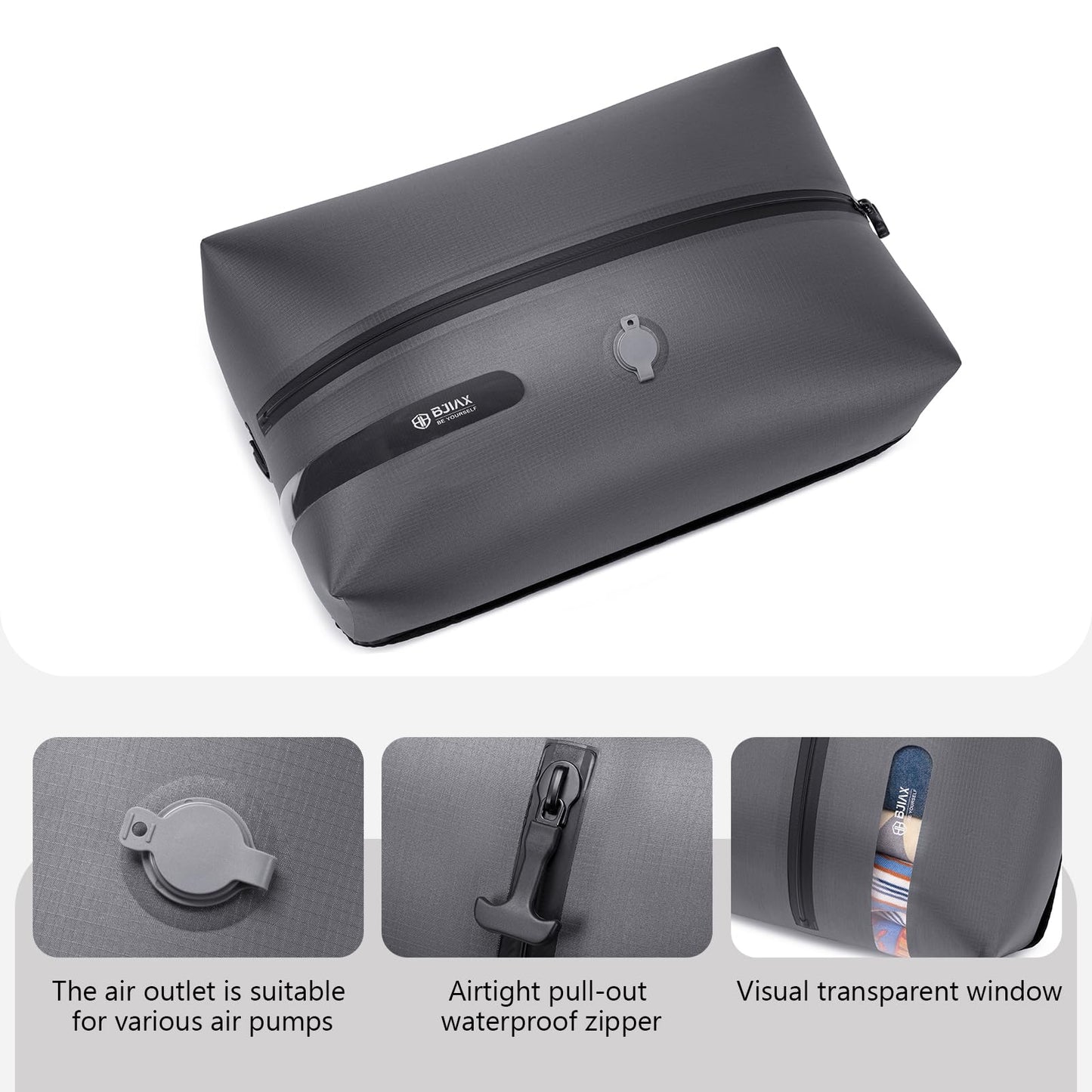 Vacuum Bags for Travel with Pump,Reusable Compression Packing Cubes to Save Space for Luggage and Backpack with IP68 Waterproof,Vacuum Seal Bags for Clothing travel（2packbag with Pump)
