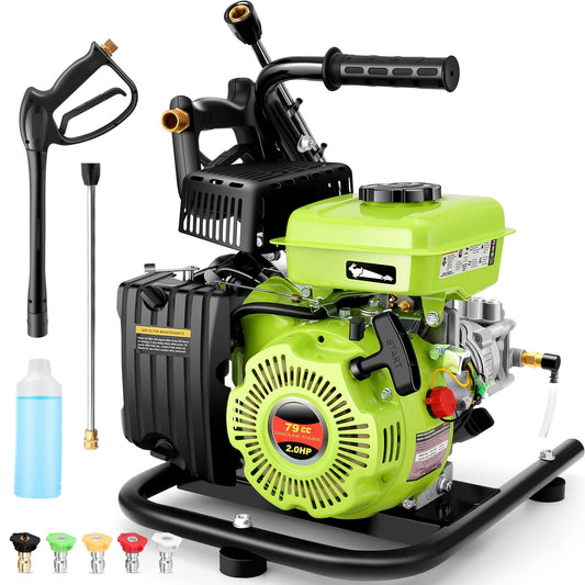 3500PSI Pressure Washer 2.4GPM Gas Power Washer 79CC Gas Powered Washing Machine Commercial High Pressure Washer with 25ft Hose&5 Nozzles for Patio Garden Yard Vehicle,EPA/CARB/ETL (Black & Green)