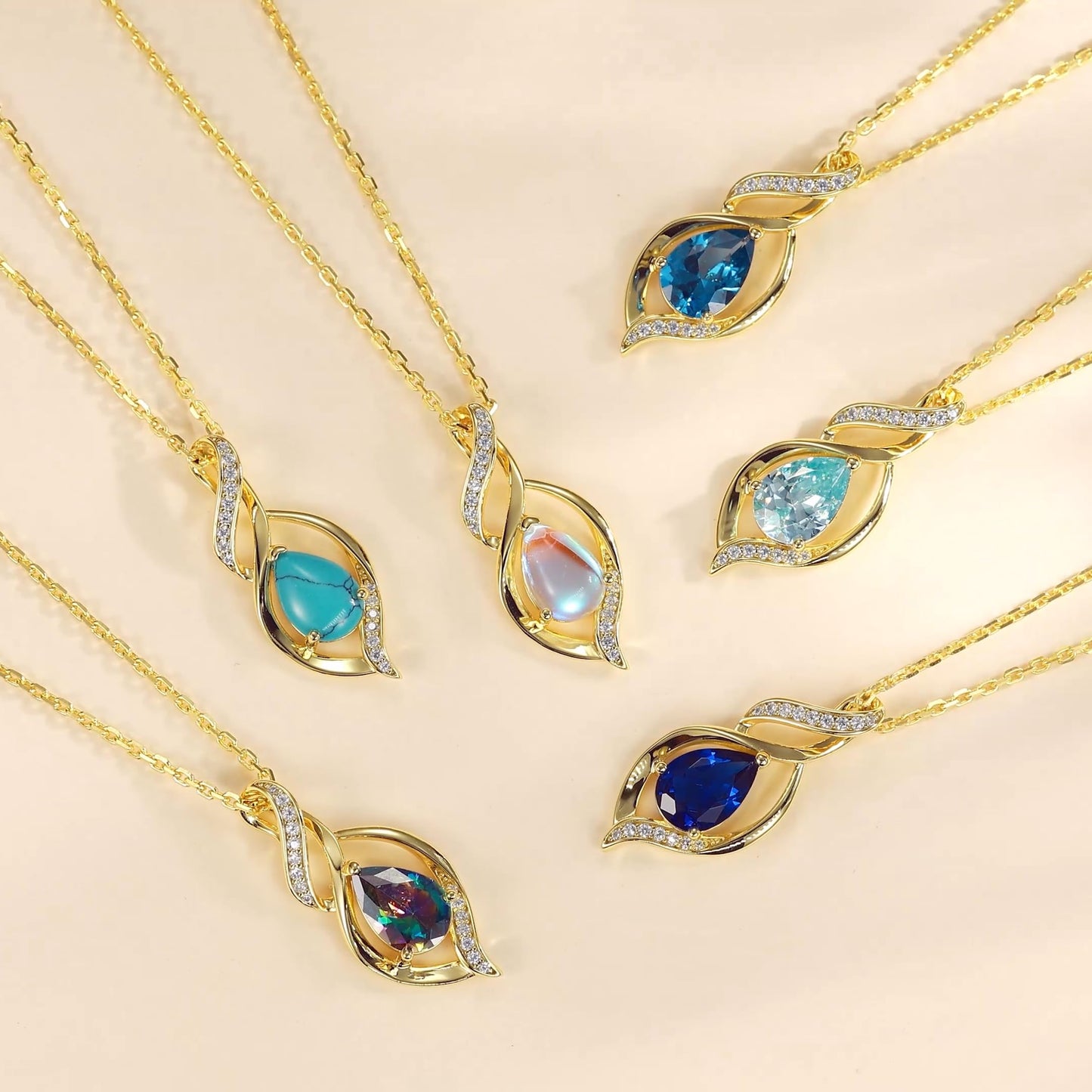 FANCIME 14K Gold Plated December Birthstone Necklace for Women Turquoise Teardrop Necklace Sterling Silver Infinity Love Birthday Gifts for Mom Women, 16"+2" Inches