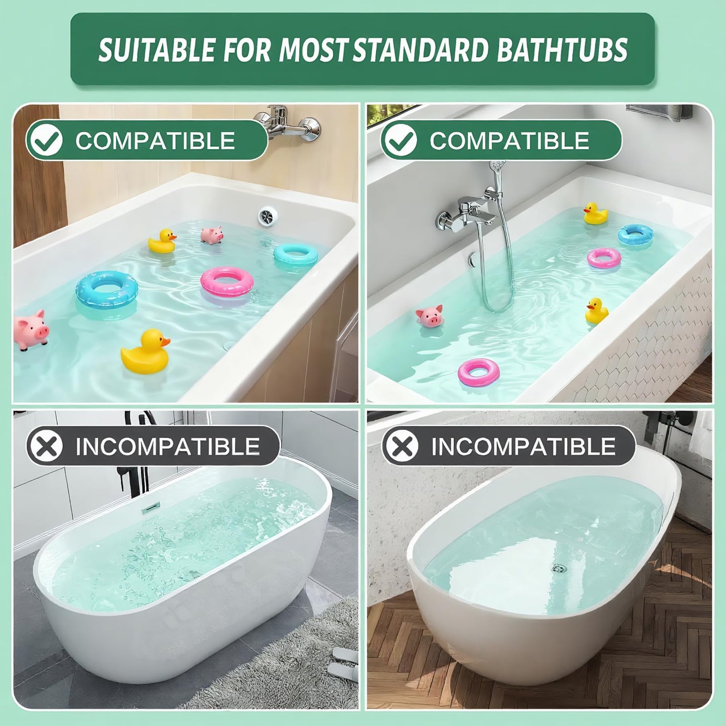 Splash Guard for Bathtub Kids - Silicone Bathtub Splash Guard with 11 Suction Cups, Bath Tub Play Shelf for Kids & Toy Holder, Prevent Water Spill in Bathroom, Fun Bath Time for Toddlers Baby(grey)