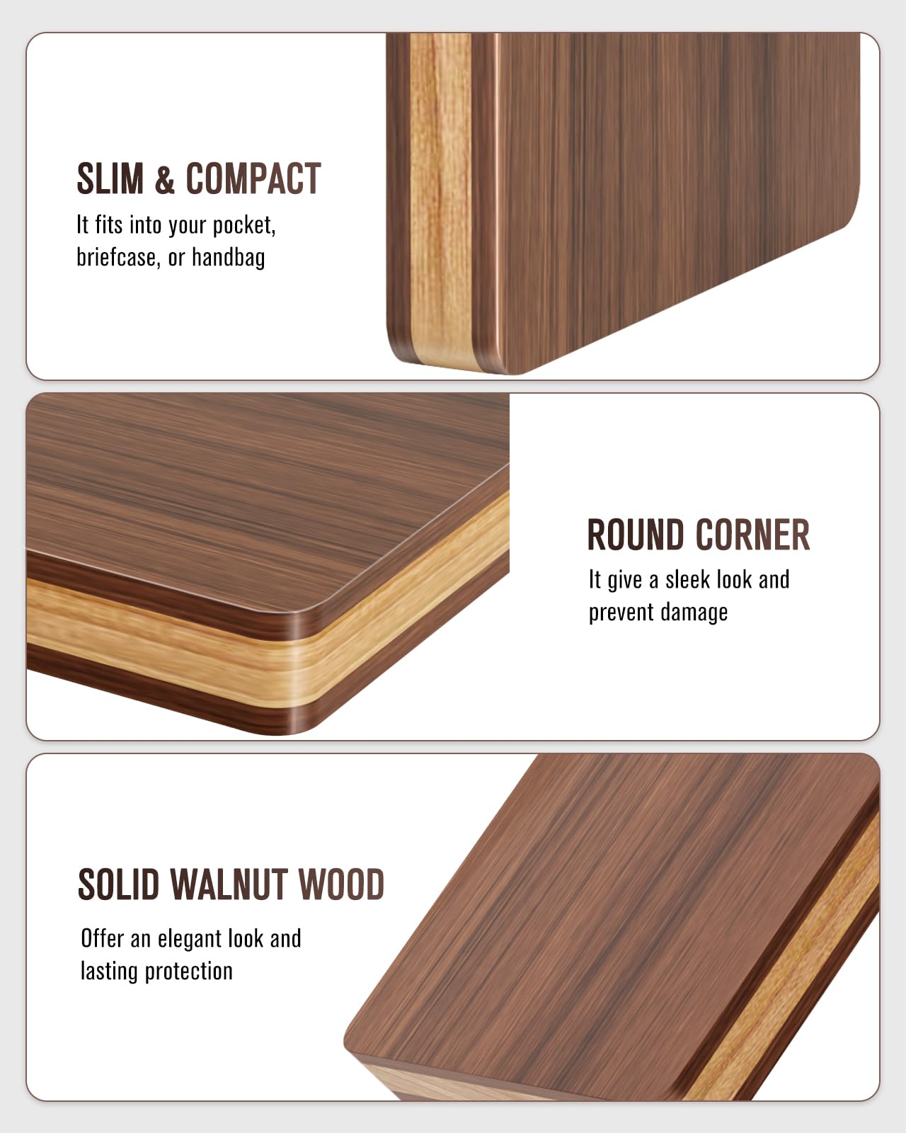 MaxGear Portable Wooden Business Card Holder for Men, Premium Walnut Business Card Case Walnut Credit Cards Pocket for Carrying Your Cards, Slim Magnetic Closure Card Holder for Business & Networking
