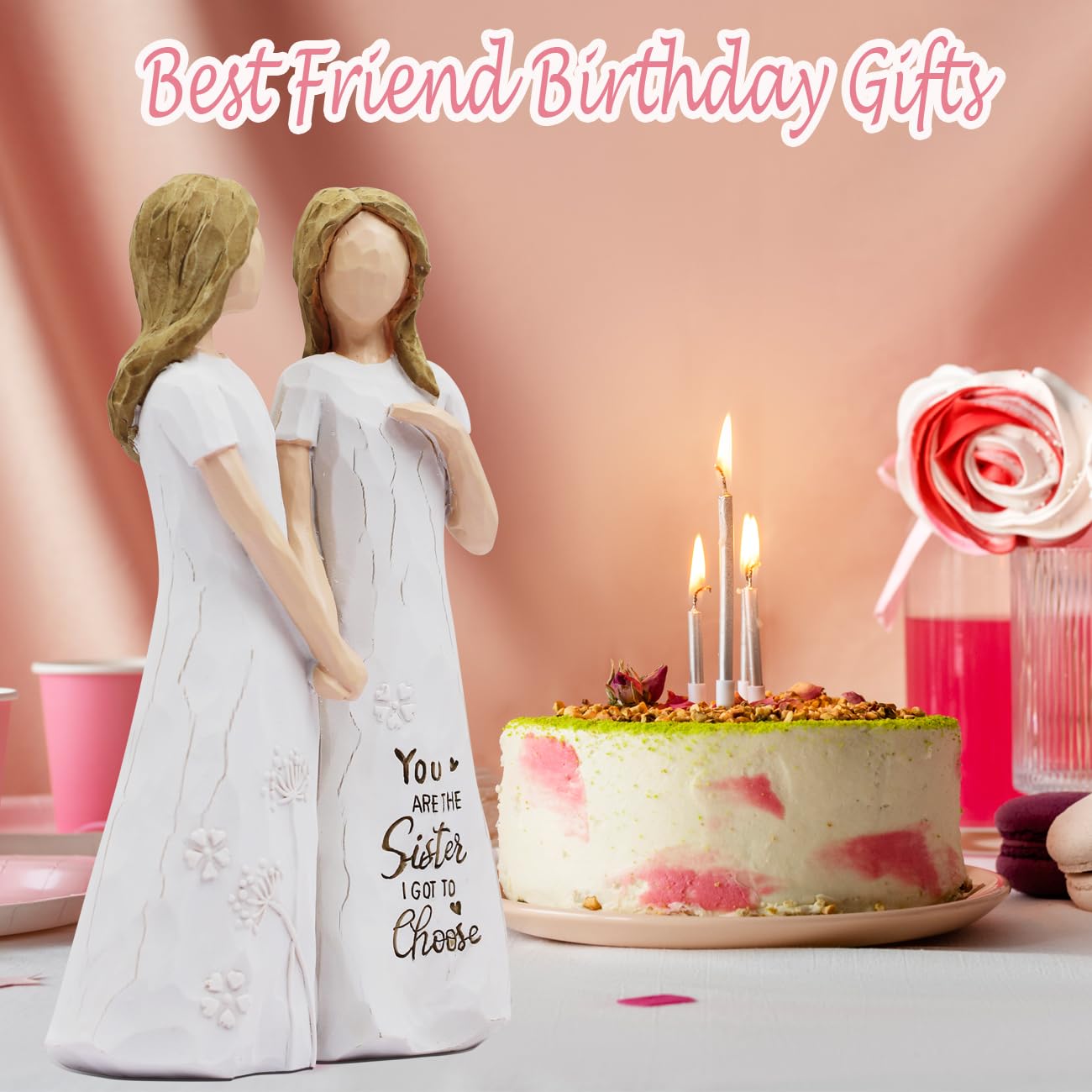 BORLESTA Best Friend Birthday Gifts for Women - Friendship Gifts for Women, Gift for Friends Women, Sister Birthday Gift, Bestie Gift for Women - Friend Hand-Painted Figure