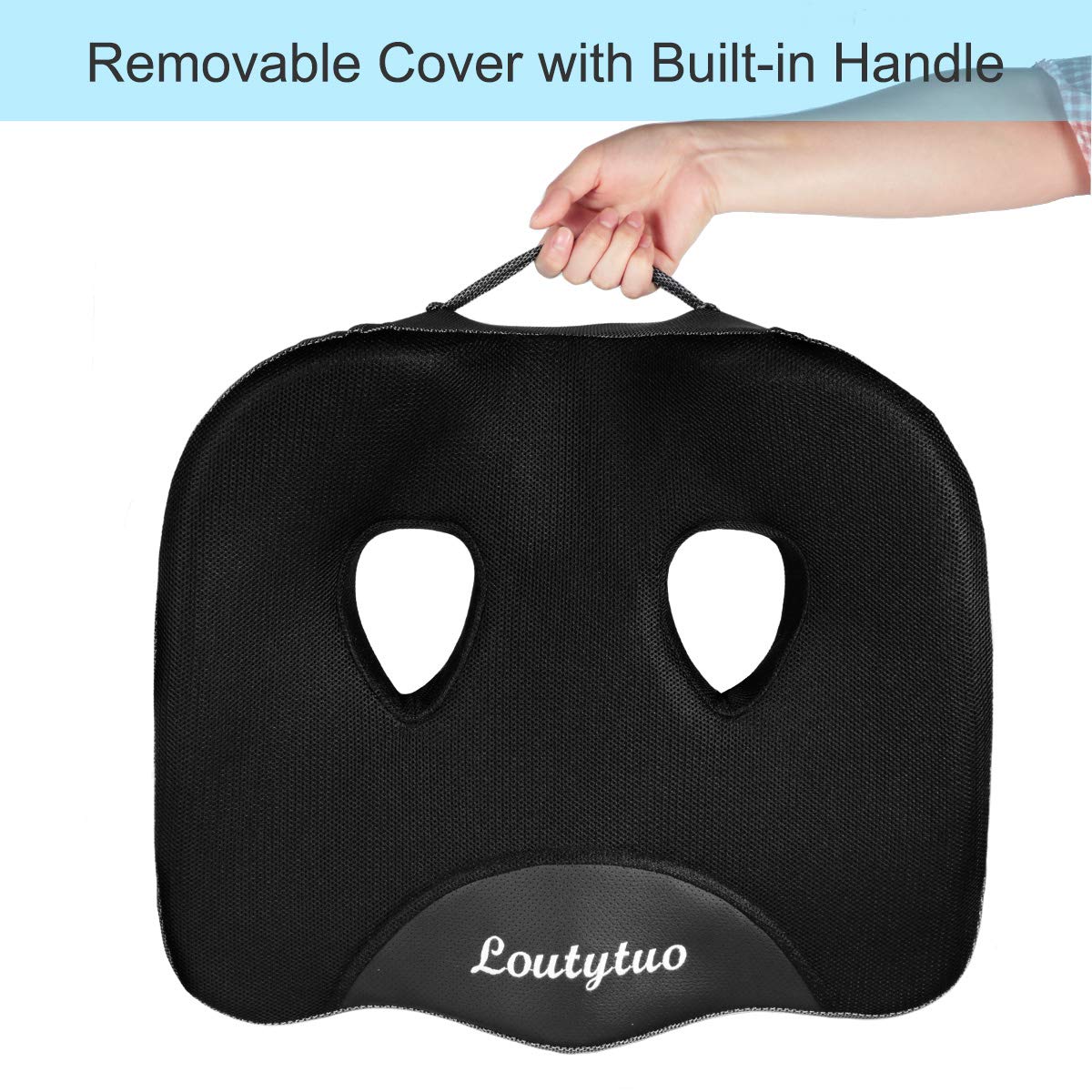 LOUTYTUO Seat Cushion Pillow,100% Memory Foam and Washable Cover,for Office Chair,Car Seat and Wheelchair, Soft Support Seat Cushion