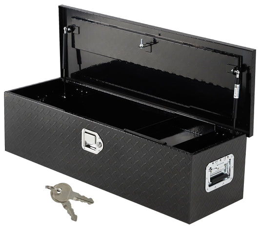 GarveeTech 39 Inch Aluminum Truck Tool Box, Truck Bed Storage Box with Security Lock and Wider Handles, Heavy Duty Waterproof Tool Box Organizer Chest for Pick Up Truck Rv Trailer - Black