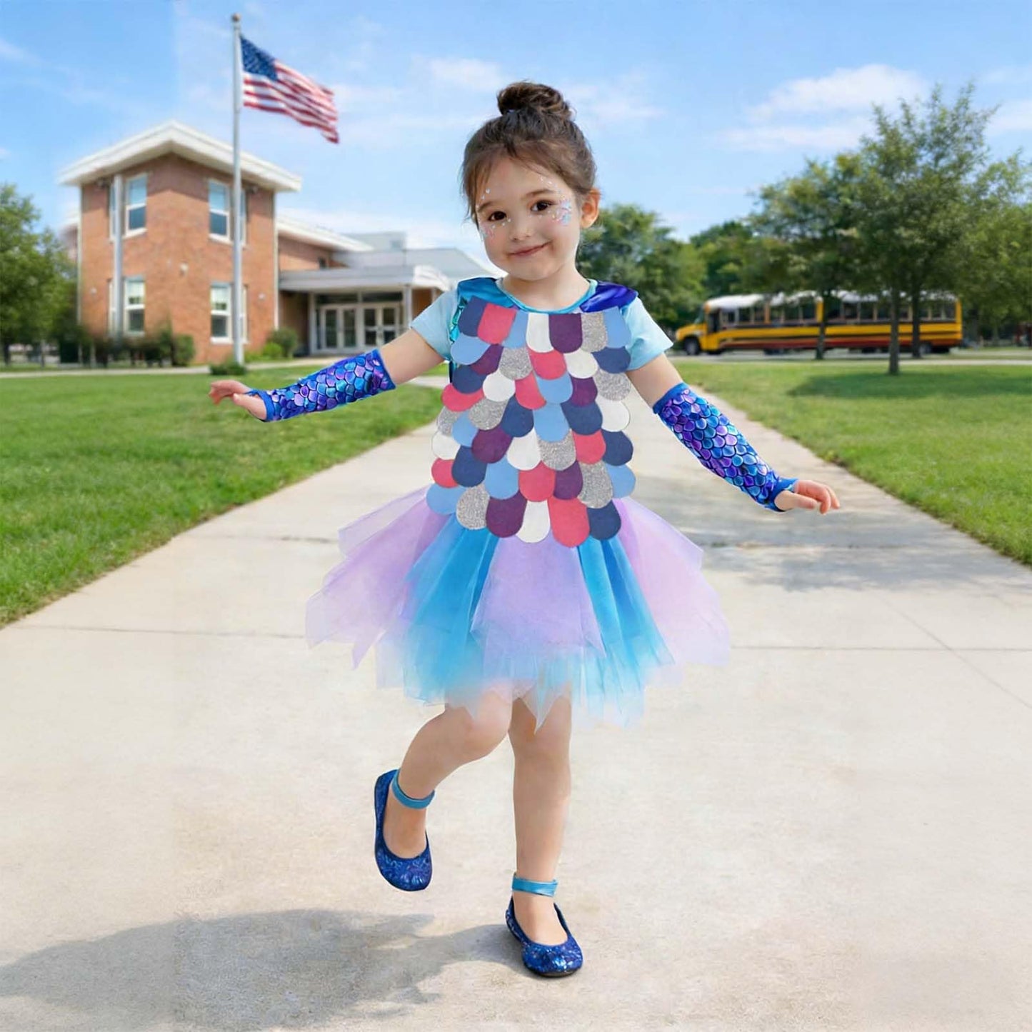 Kavoc Rainbow Costume Set Includes Rainbow Tutu Skirt Mermaid Scale Fabric Pieces Book Story Character Costume Accessories for World Book Day Cosplay Party Supplies