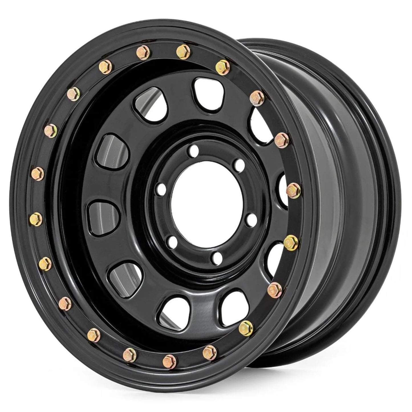 Rough Country 15x10 Black Steel Simulated Beadlock Wheel - 5x4.5, 39mm Offset, 3.30 Bore, Heavy-Duty Off-Road Rim for Trucks, Jeeps & SUVs