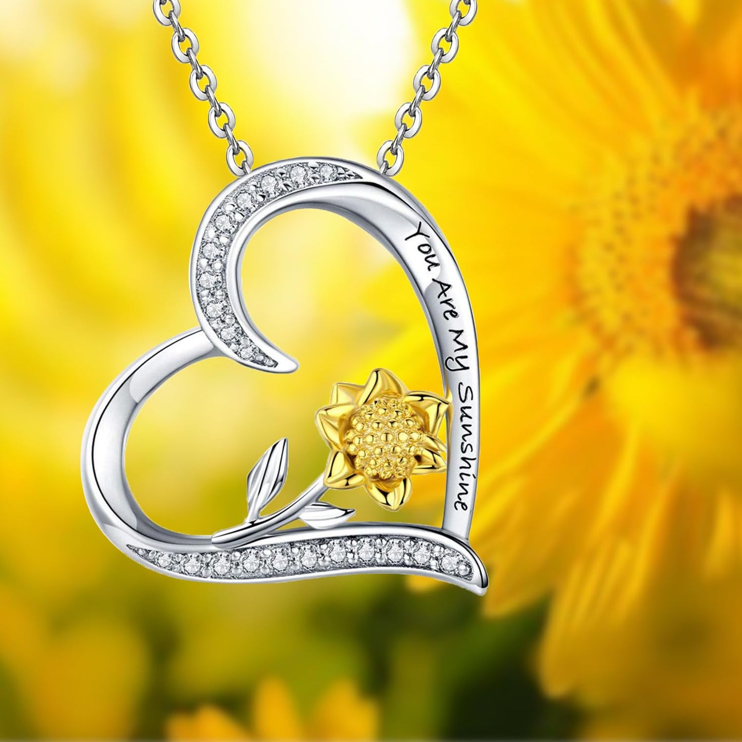 CCJM Sunflower Necklace for Women,Mothers Day Anniversary Christmas Birthday Gifts,You Are My Sunshine Sunflower Necklace Gift for Mom Wife Girlfriend Daughter Sister Granddaughter