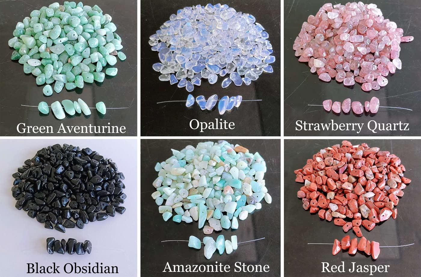 LAIDANLA Amazonite 400pcs Natural Chip Stone Beads 5-8mm Healing Crystal Irregular Gemstones Drilled DIY Loose Rocks Bead Crystal for Bracelet Earrings Necklace Jewelry Making Crafting