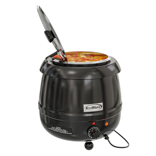 KoolMore Commercial Soup Kettle Warmer with Hinged Lid and Removable Pot Insert for Buffet, Restaurant, Party, Event, and Catering, Large 2.5 Gallon, Electric [Black] (SK-BK-3G)