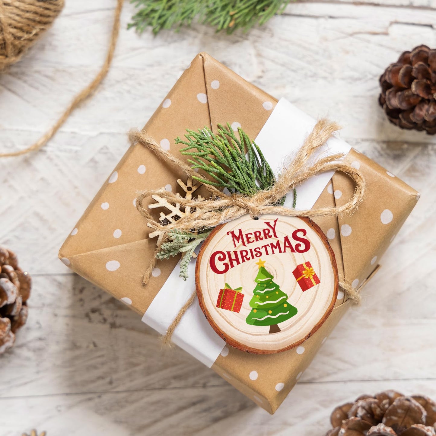 Max Fun Natural Wood Slices 30PCS 3.5-4'' Crafts DIY Wooden Christmas Ornaments Unfinished Predrilled Round Wood Circles for Arts and Crafts Centerpieces Holiday Hanging Decorations