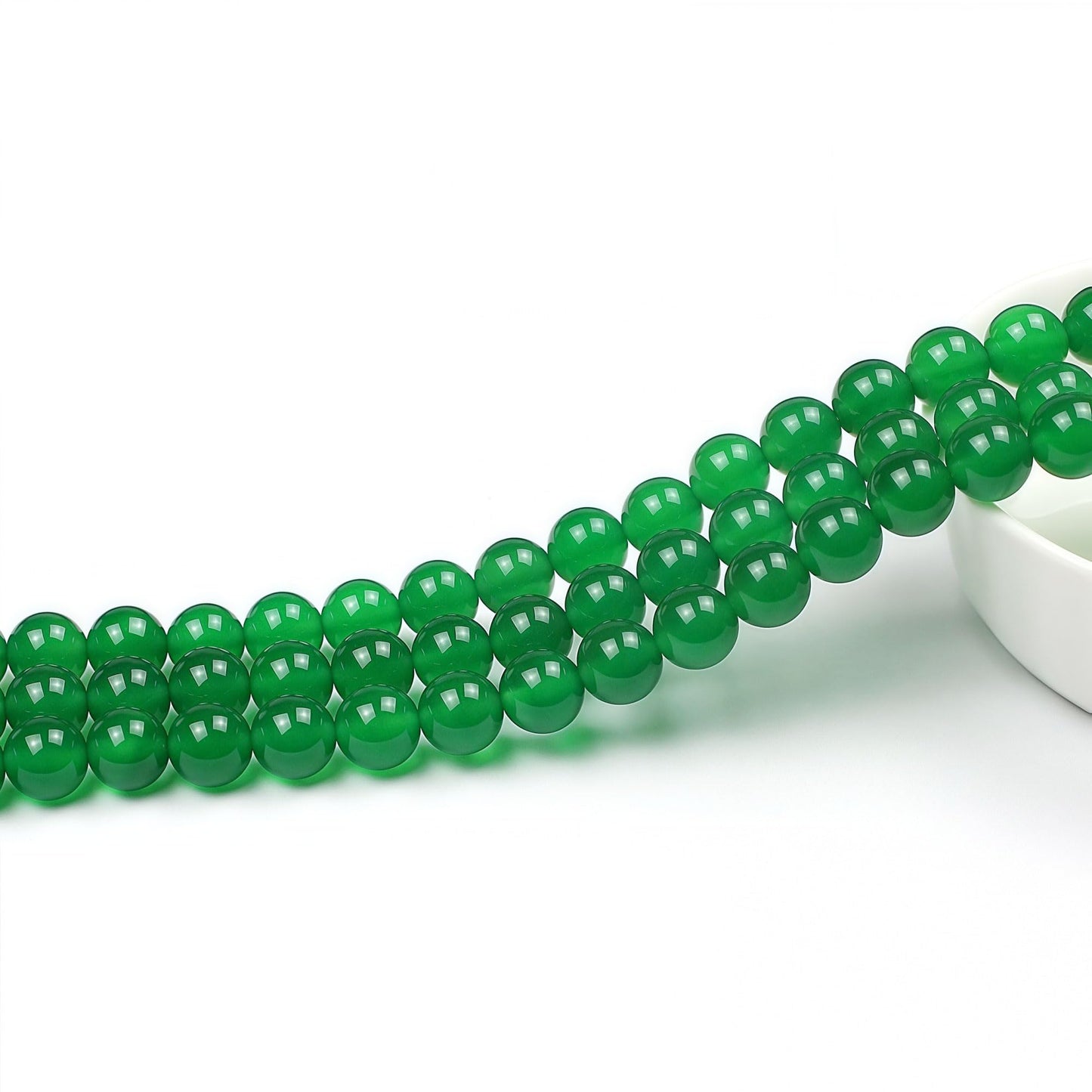 MJDCB 7A Natural Green Agate Beads Round Stone Loose Beads for Necklace Bracelet Charms Jewelry Making 15" (6mm)