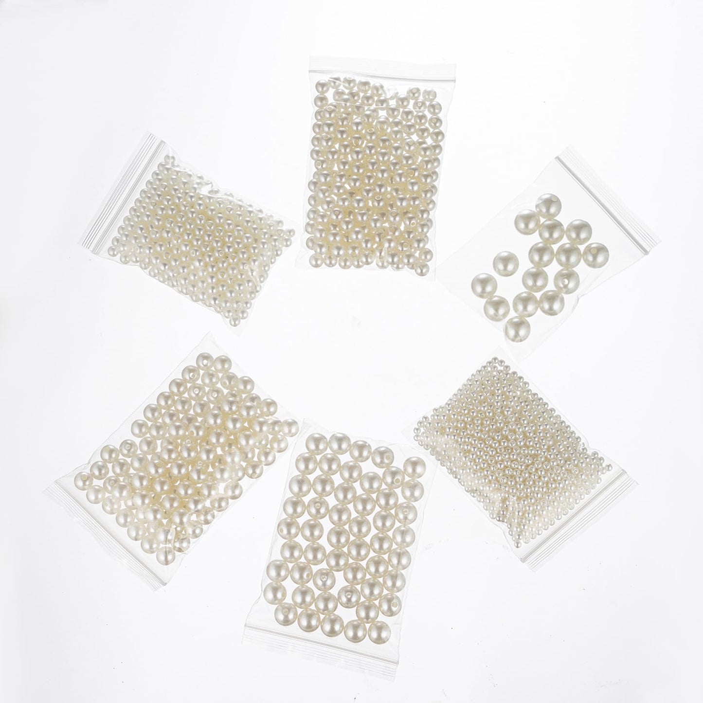 YoungJewl 1865 Pcs Pearls for Crafts,6 Sizes Mixed Ivory Fake Pearl Beads,Acrylic Pearls Bulk for Jewelry Making with Holes,Bracelet Necklace DIY,Vase Filler and Makeup Brush Case(4-14 mm)