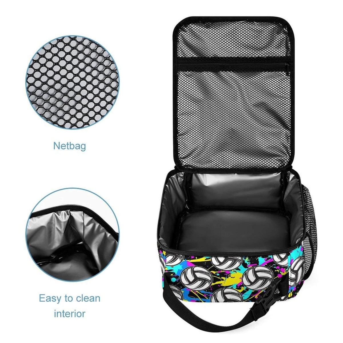 Homieblanket Volleyball Backpack with Lunch Box & Pencil Case, 16 Inch Cool Sports Themed Bookbag, Adjustable Durable Lightweight Large Capacity, Colorful Backpacks Set for Kids Girls Boys School