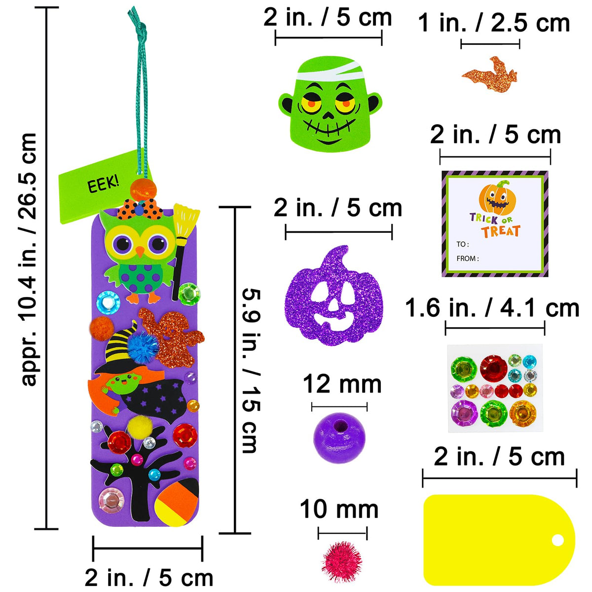 Winlyn 36 Sets Halloween Crafts Kits Holiday Fall Kids Crafts DIY Halloween Bookmarks Ornaments Art Sets Bats Monster Ghost Foam Stickers Arts and Crafts for Kids Classroom Activities Party Favors