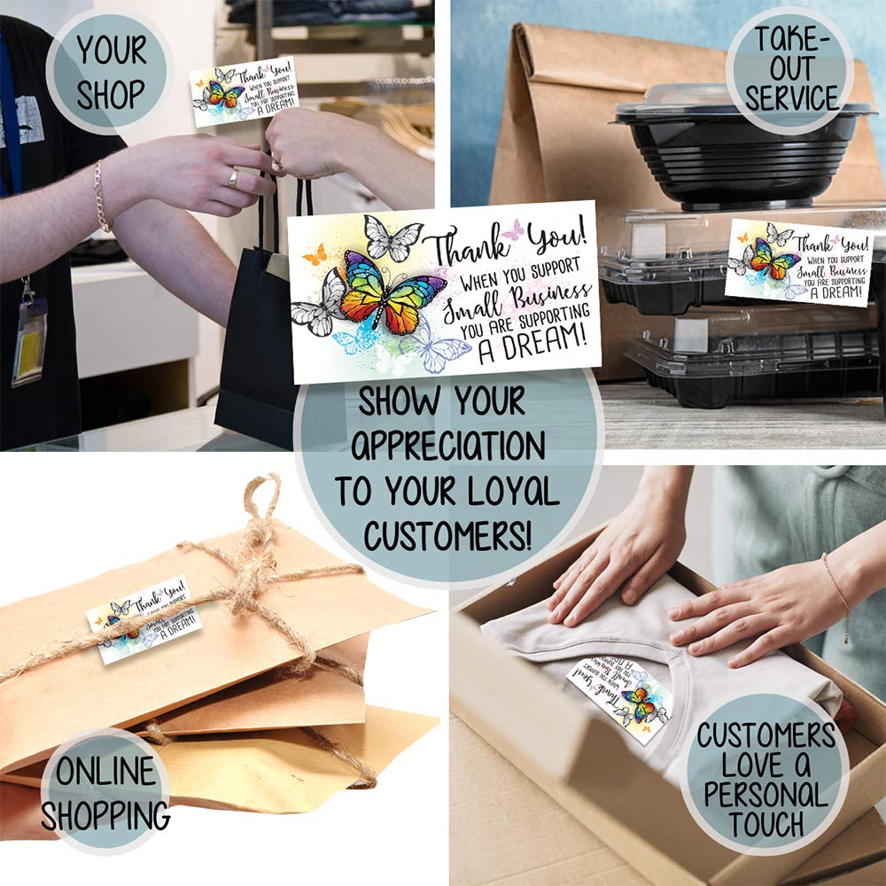 Business Thank You Cards - Small Business Essentials - When You Are Supporting Small Businesses - Blank Note Card, Stationery Set of 50 3.5 x 2 Standard Business Card, Small Business Thank You Cards