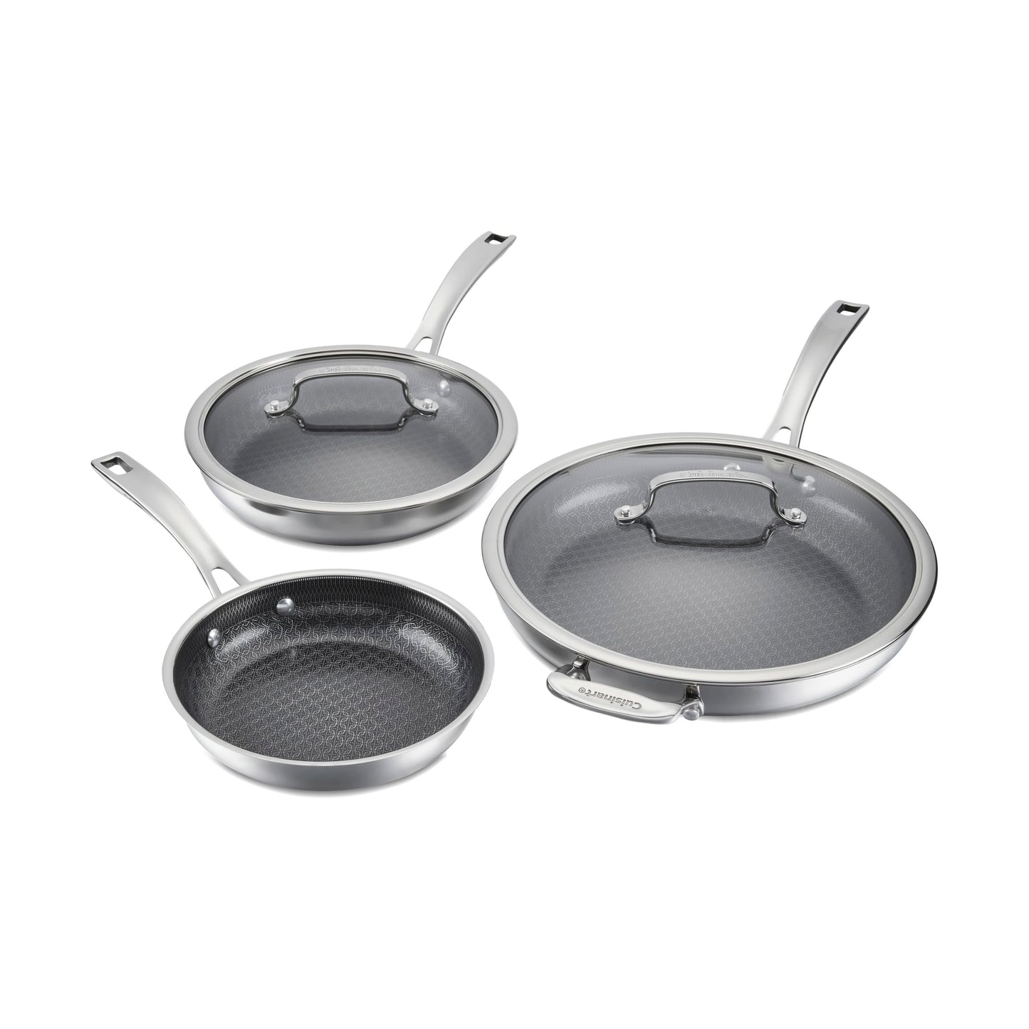 Cuisinart FusionPlus Hybrid Nonstick Stainless Steel Cookware Set, 5-Piece Skillet Cooking Set with PFAS-Free PURELYSEAR Ceramic Non Stick Technology, Scratch Proof, Cool Grip Handles, Dishwasher Safe