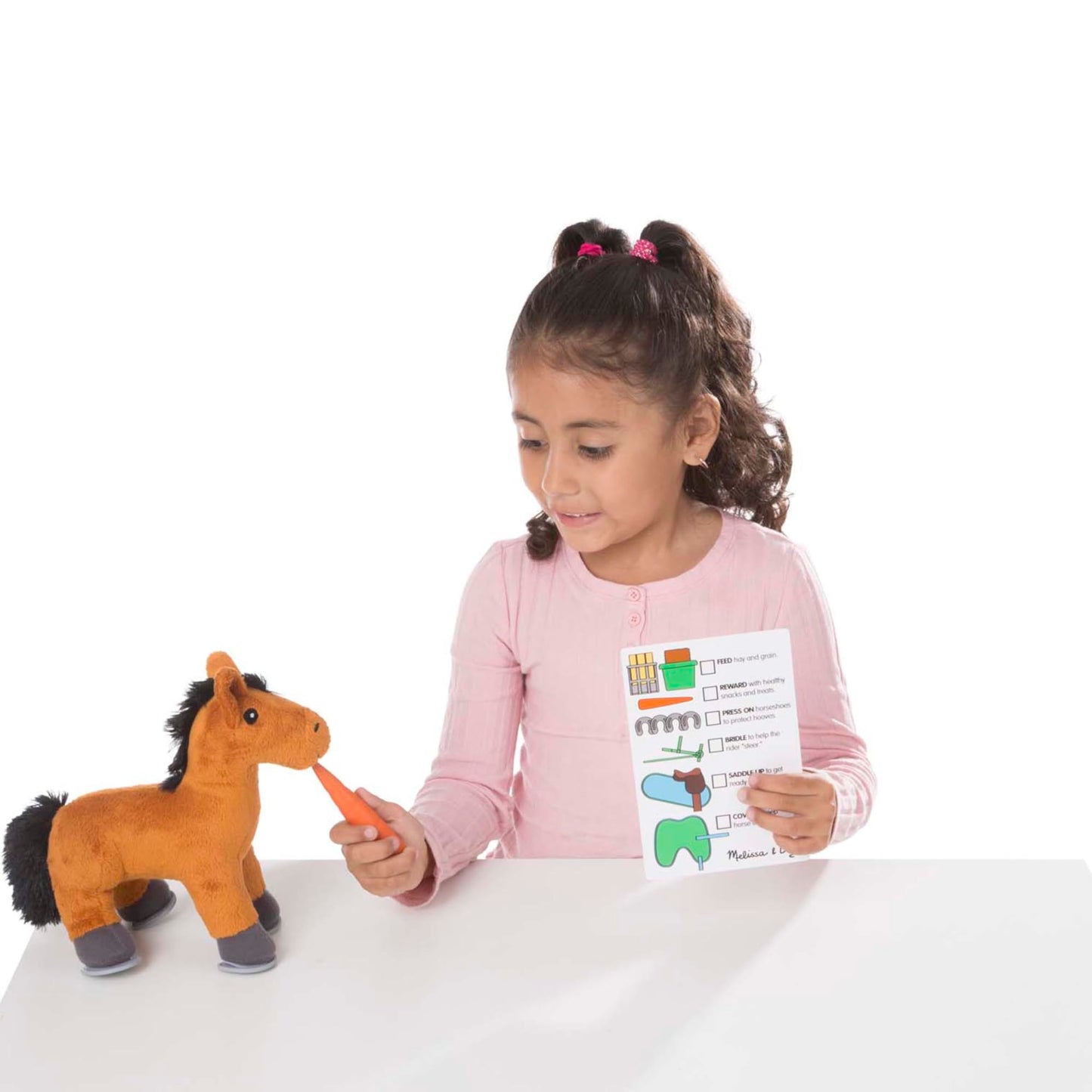 Melissa & Doug Feed & Groom Horse Care Play Set with Plush Stuffed Animal (23 pcs) Pretend Play Horse Plush Toys for Girls and Boys Toddlers Ages 1+