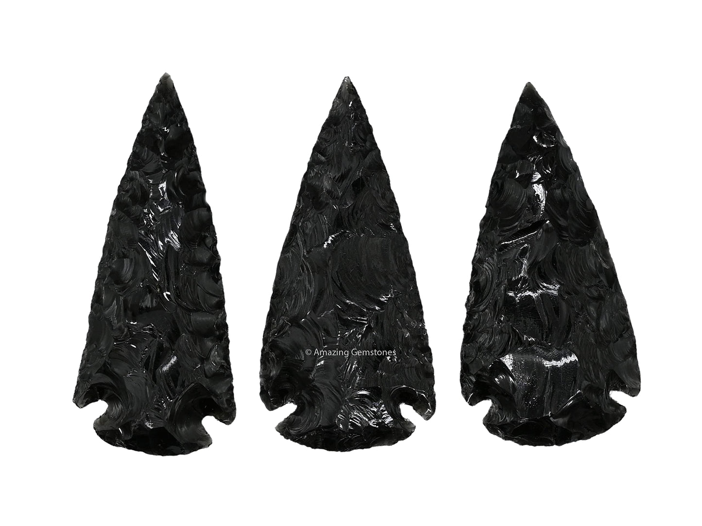 Amazing Gemstone 3 Pieces Black Obsidian Arrowhead, Crystal and Healing Stone Flint Rock Arrow Head - 2 to 3 Arrowheads for DIY Project Craft Point Jewelry Making