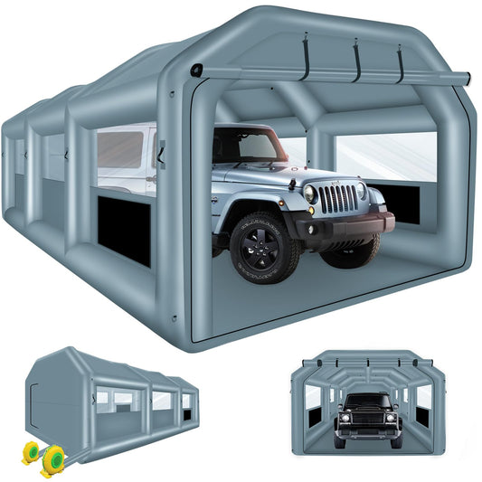 XHYCPY Inflatable Spray Booth 26x14.4x9.5 ft Portable Inflatable Paint Booth Tent with Air Filter System for DIY Spray Car Parts Painting Motorcycle (Blowers Excluded)