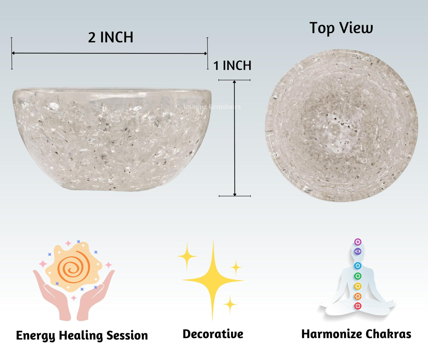 Amazing Gemstone Clear Quartz Orgonite Orgone Crystal Gemstone Bowl - 2" Orgonite Clear Quartz Crystal Bowl for Meditation, Crystals and Healing Stones Gift and Protection