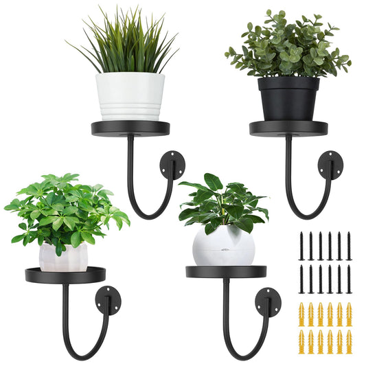 Neiteli 4 Pack Wall Plant Holder,Wall Planters for Indoor Plants,Plant Hanger Indoor,Metal Plant Wall Hanger,Hanging Plant Holder（Black）