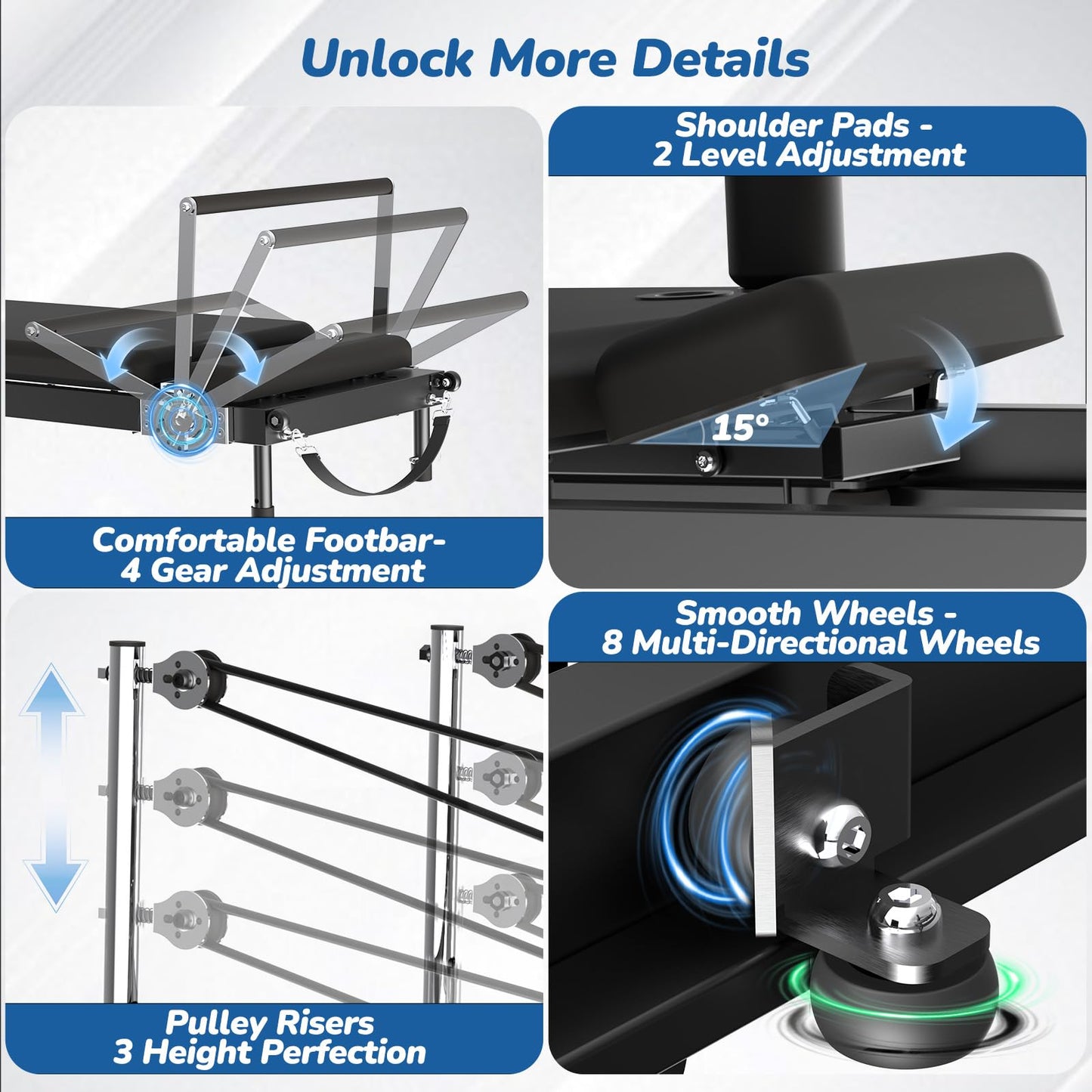 AddWin Pilates Reformer, 91" Foldable Pilates Reformer Machine with Springs and Cords, Pilates Equipment for for Home Use and Studio, Suitable for Advanced and Beginners Users