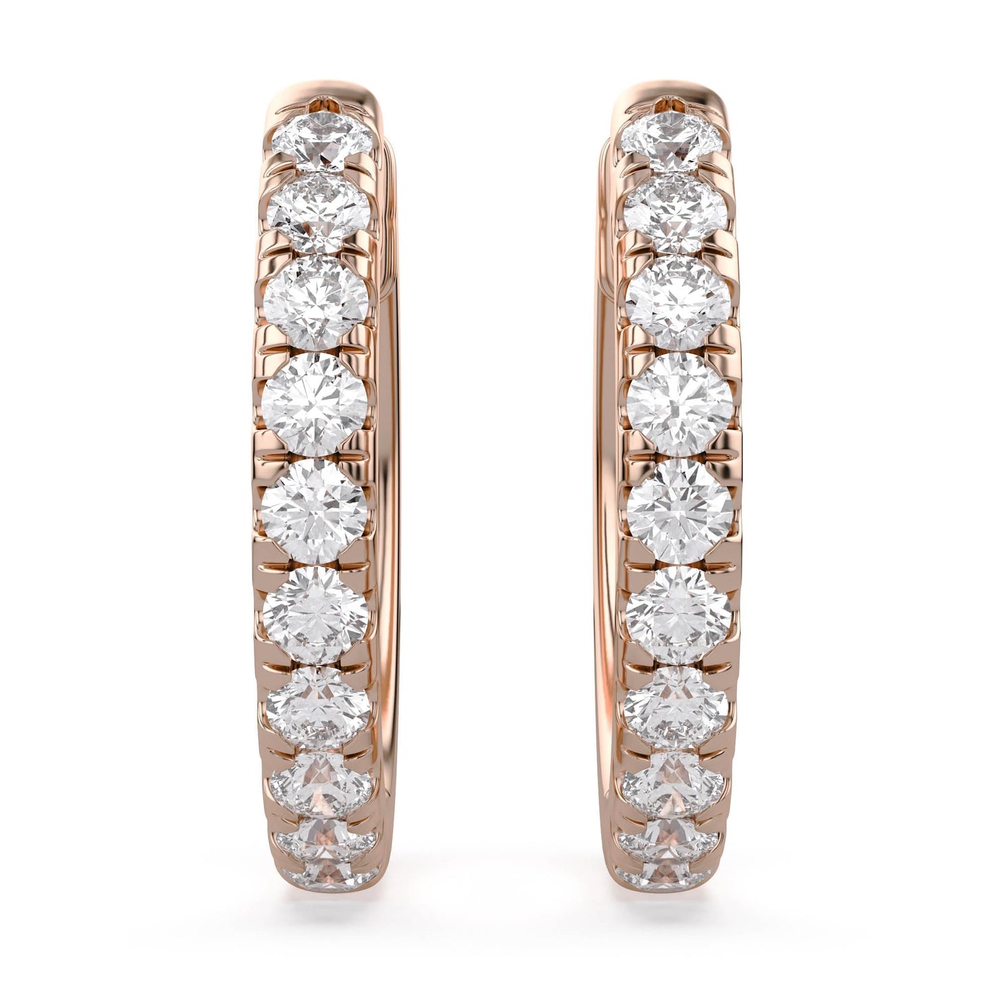 Huggie Hoop Earrings For Women, 1/4 Carat Round Shape Lab Grown Diamond Wedding Bridal Hoop Earrings In 10K Solid Rose Gold Jewelry for Her (0.25 Cttw)