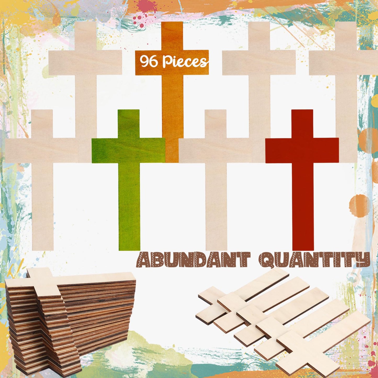 Gerrii Wooden Cross for Craft Unfinished Cross Shaped Religious Cutout Bulk Nativity Baptism Centerpiece Ornaments DIY Project Church Sunday First Communion(6 x 3 Inches,24 Pcs)