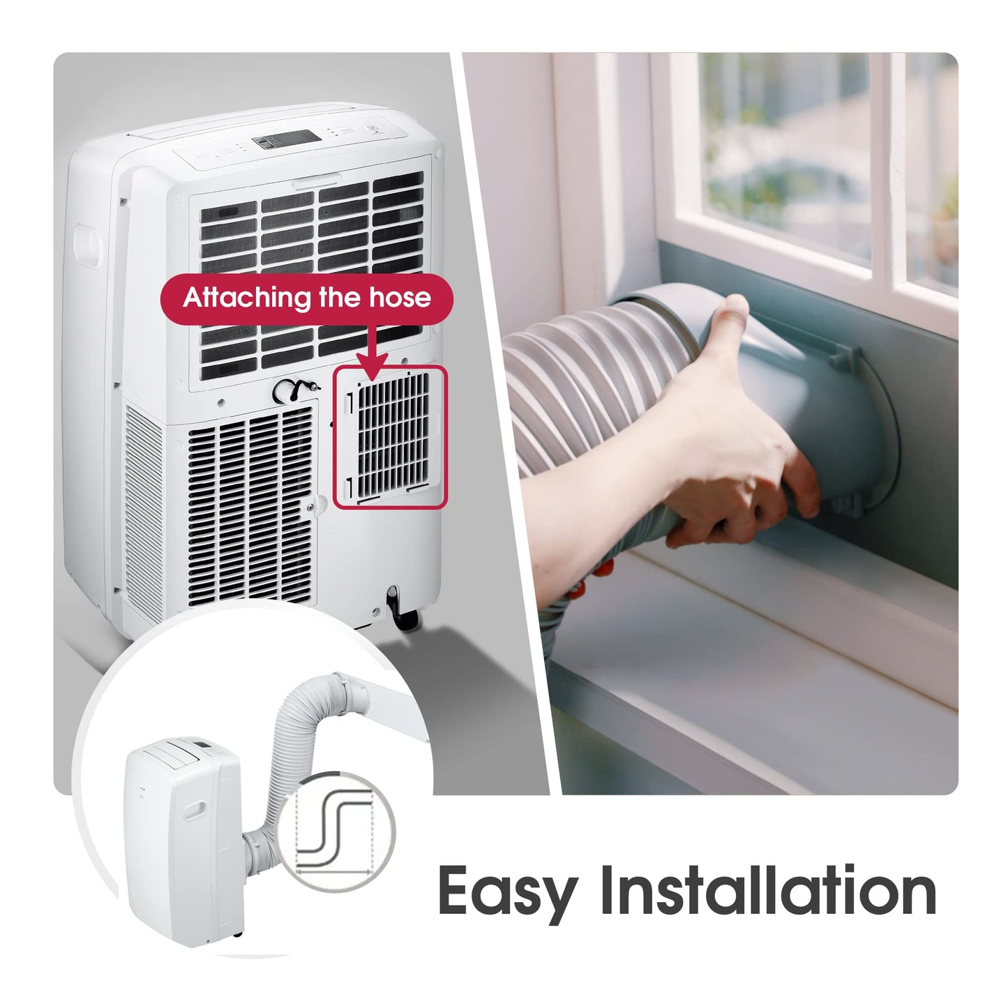 LG 7000 BTU (DOE) / (10500 ASHRAE) Portable Air Conditioners Cools 300 Sqft Easy Install & Remote Control LCD Display Eco-friendly Small Room Air Conditioner AC Unit Cool Home White LP0723WSR
