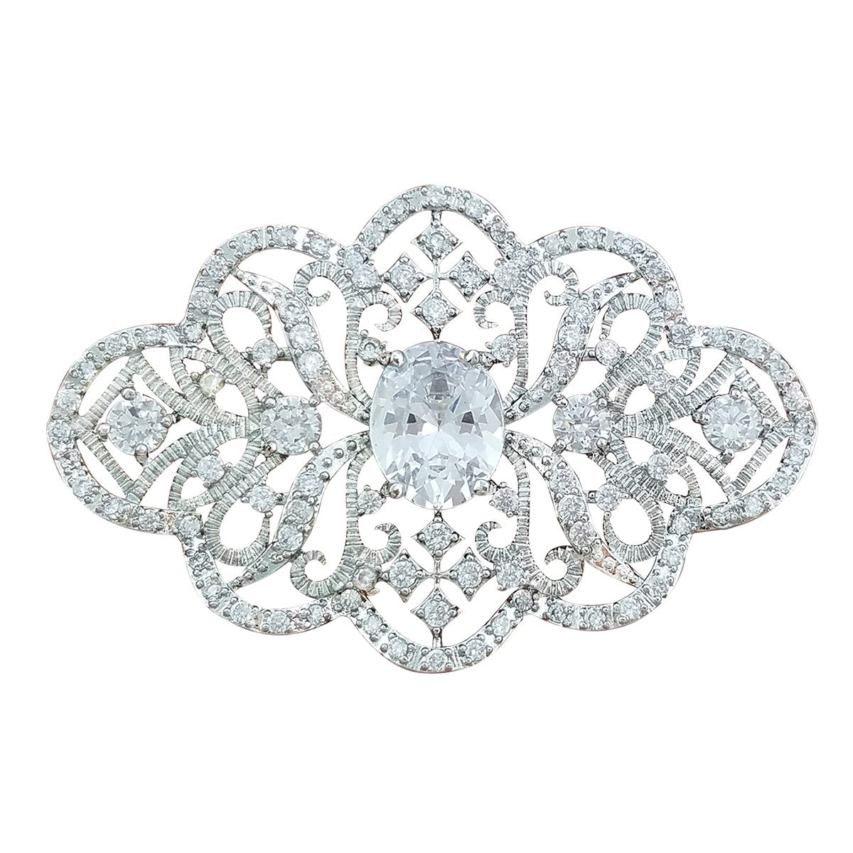 YOQUCOL Elegant Wedding Brooch Pin Flower Shape Cubic Zirconia Crystal Simulated Pearl Bridal Brooch Jewellery for Women