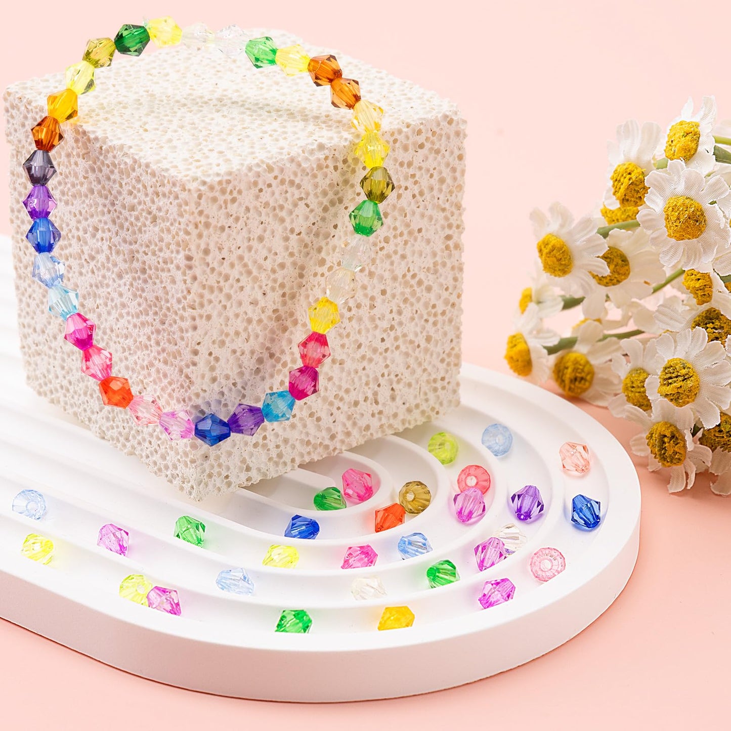 XSEINO 3760 Pieces 6mm Crystal Beads for Jewelry Making, 47 Colors Crystal Acrylic Beads for Bracelets Jewelry Making and DIY Crafts