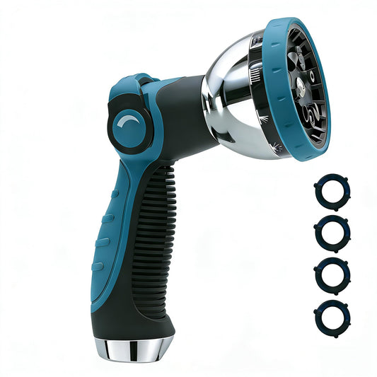Solifo Garden Hose Nozzle Heavy Duty, Metal Water Hose Sprayer with 10 Adjustable Spray Patterns, Thumb Control On Off Valve, High Pressure Hose Nozzle for Watering, Cleaning, Car Washing & Pet Shower