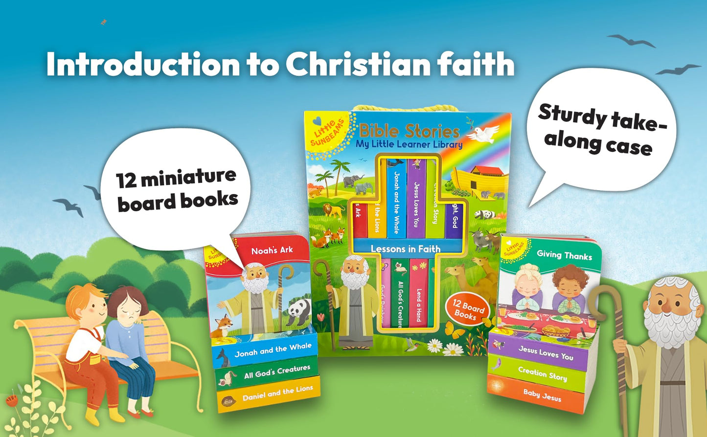 My Little Learner Library: Bible Stories - Christian (12 Board Books) for Toddlers