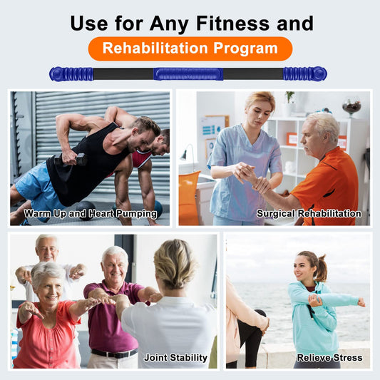 Upgrade Elastic Fitness Exercise Bar,Body Physical Therapy,Core Strength Training,Stability Workout,Joint Stability,Workout Stick For Yoga Pilates,Power Therapy Rehabilitation Equipment for Home Gym…