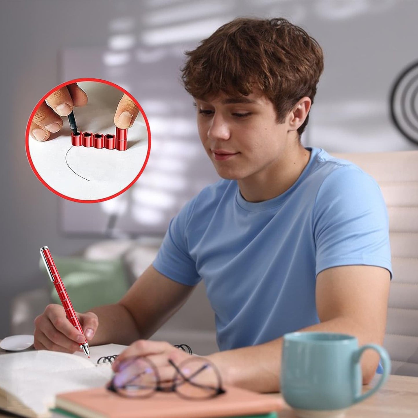 Fidget Pen Office Desk Accessories - Birthday Gifts for Men Women Teen College Guys Him Her, White Elephant Gift for Adults, Anxiety Relief Items Toys for Office Worker Teacher Cool Stuff Gadgets