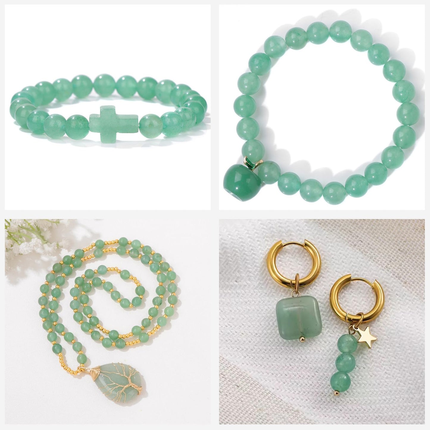 Risyfjew 50PCS 8mm Natural Green Aventurine Beads Gemstone Round Loose Beads for Jewelry Making Chakra Crystal Stone Beads for Bracelets Necklace Earrings Making Supplies (50pcs/Strand)