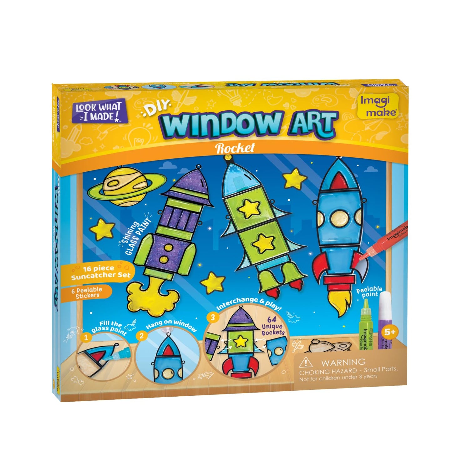 Imagimake Window Art for Kids - Rocket | Suncatcher Kits for Boys, Arts and Crafts for Ages 5-7 | Toys for Boys & Girls Ages 6-8-10-12 | Birthday Gifts for 5 6 7 8 9 10 11 12 Years Old Boys & Girls