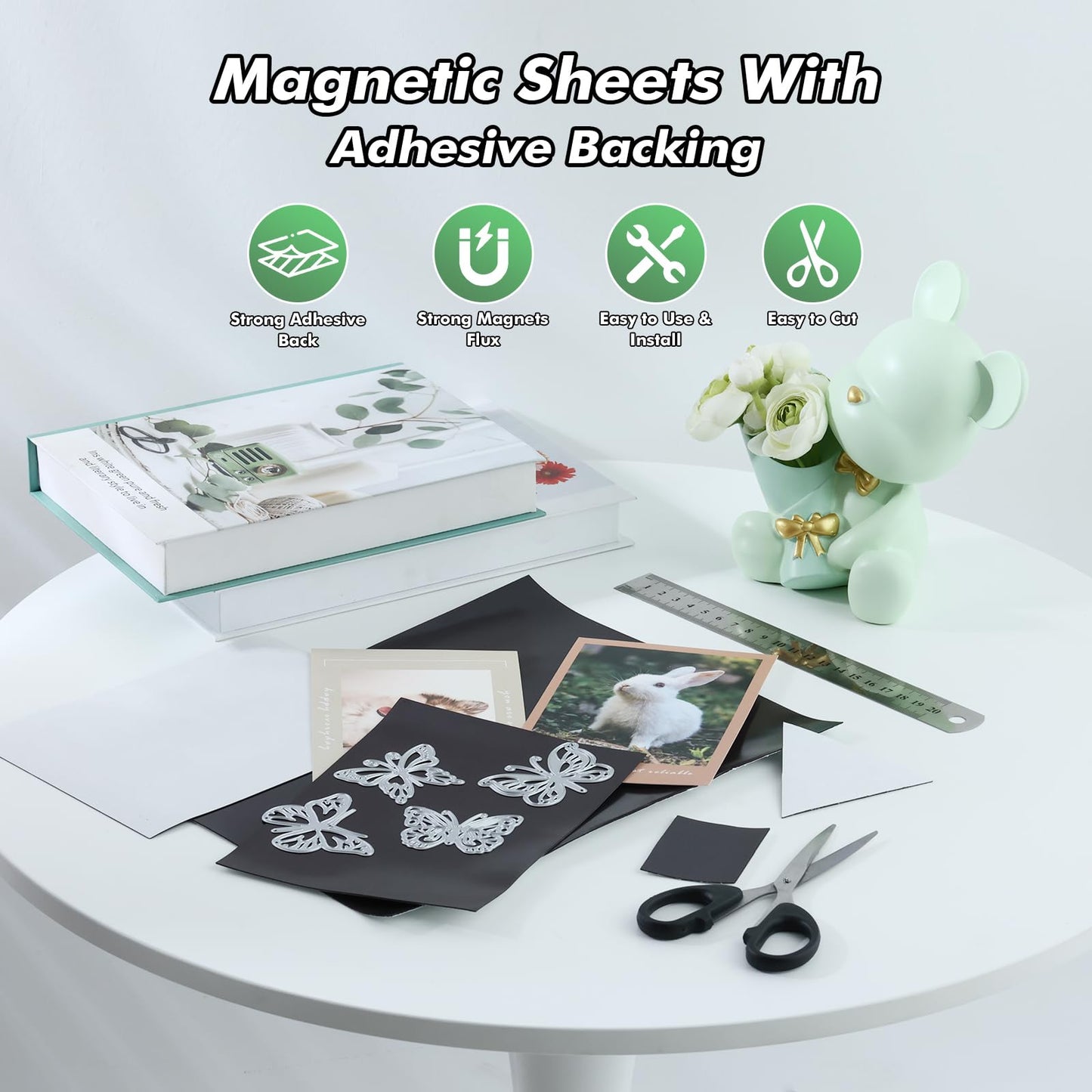 Aertiavty 24 Packs Magnetic Sheets with Adhesive Backing 8.5x11 Inch Adhesive Magnetic Sheets for Dies Storage - 20 Mil Magnetic Contact Paper Peel and Stick, Magnetic Strips with Adhesive Backing
