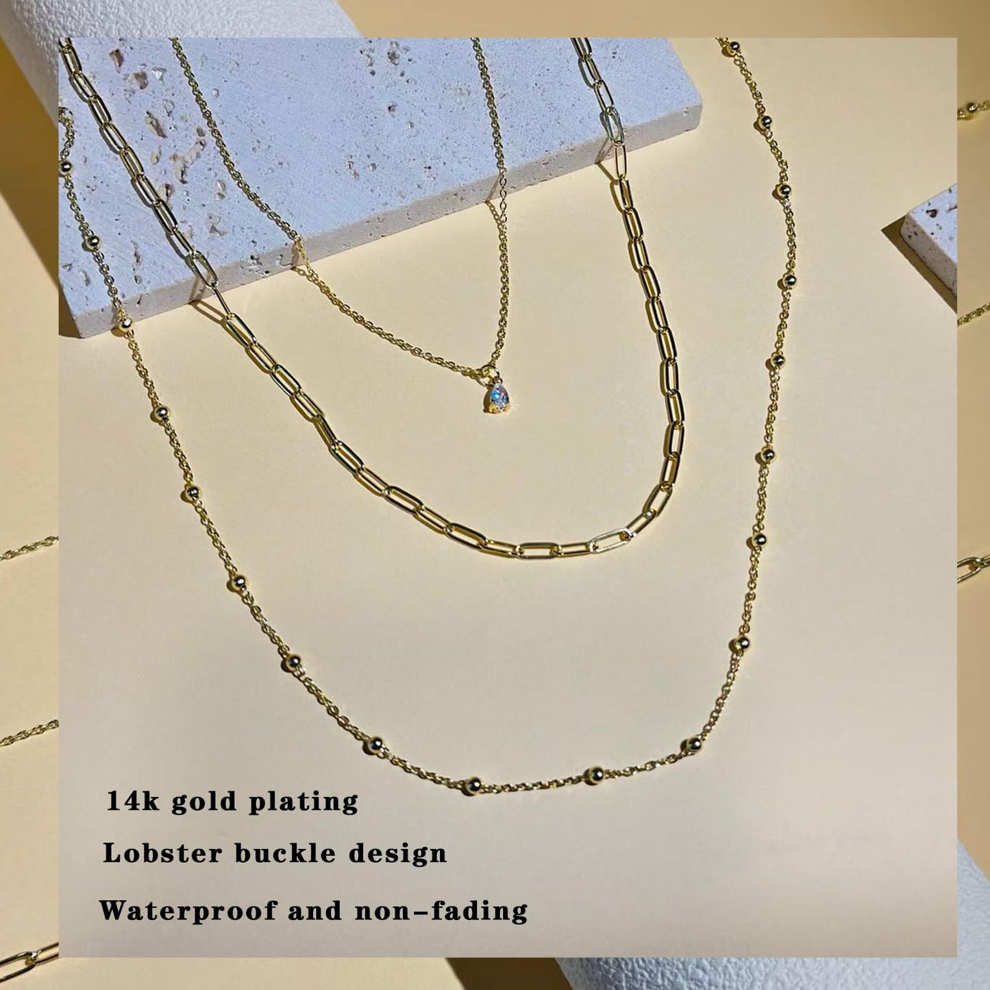 ZJCPJF 14K Gold Plated Layered Necklace Set for Women, 2-Piece Dainty Gold Chain & Pendant Stack, Trendy Minimalist Everyday Jewelry Gift for Her