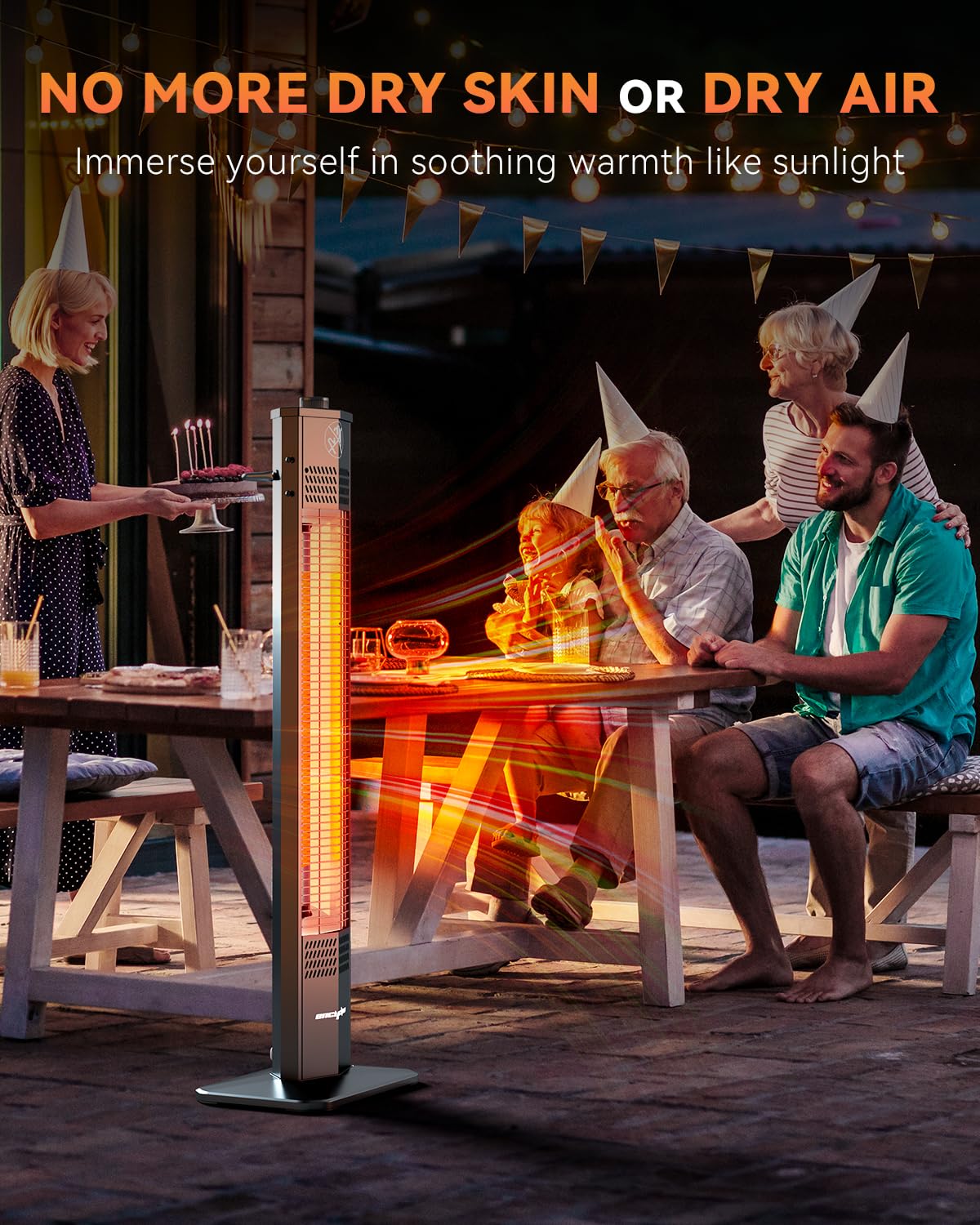 Encyclpo Patio Heater for Outdoor Use,1500W Infrared, 36 in Portable Tower Heater, 3 Levels, IPX5 Waterproof, Tip-Over&Overheat Protection for Garage, Indoor, Large Room, Backyard, Home