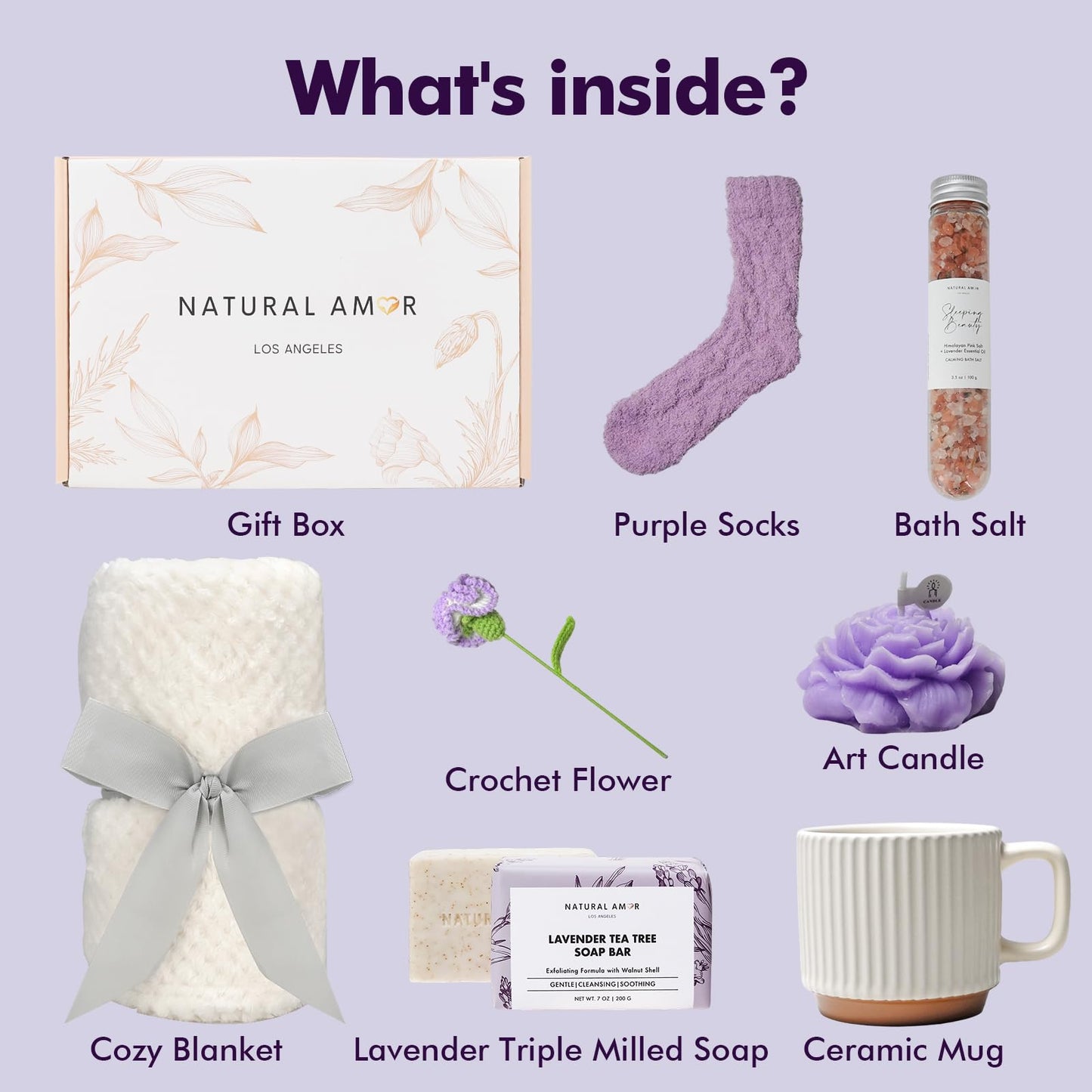 Sending Hugs Care Package for Women – Cozy Blanket Gift Box with Knitted flower, Soap, Bath Salt, Candle & Fluffy Socks | Self Care Spa Set, Birthday, Get Well Soon, Thinking of You Gift for Her